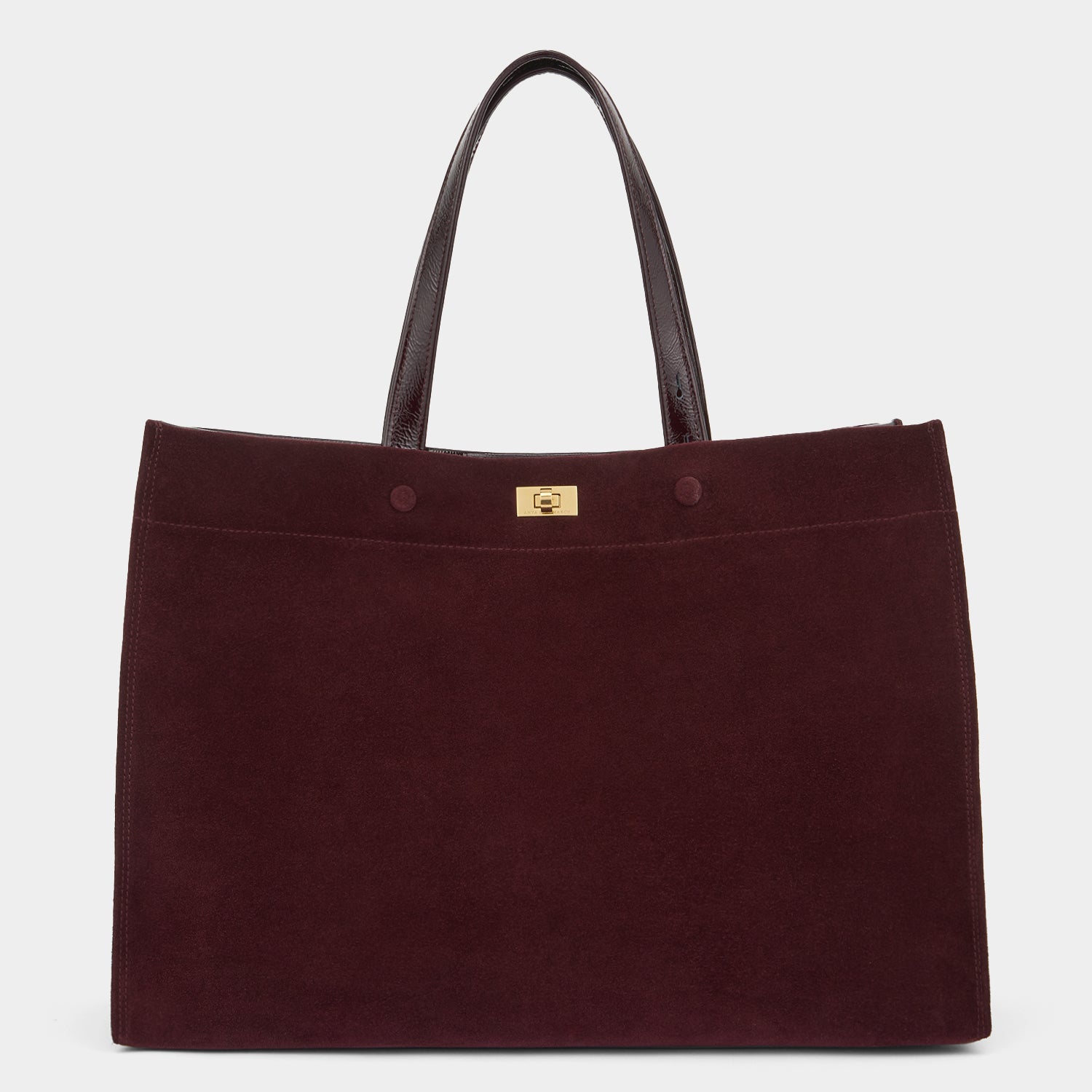 Mortimer Tote -

          
            Suede/Patent Leather in Grape -
          

          Anya Hindmarch UK
