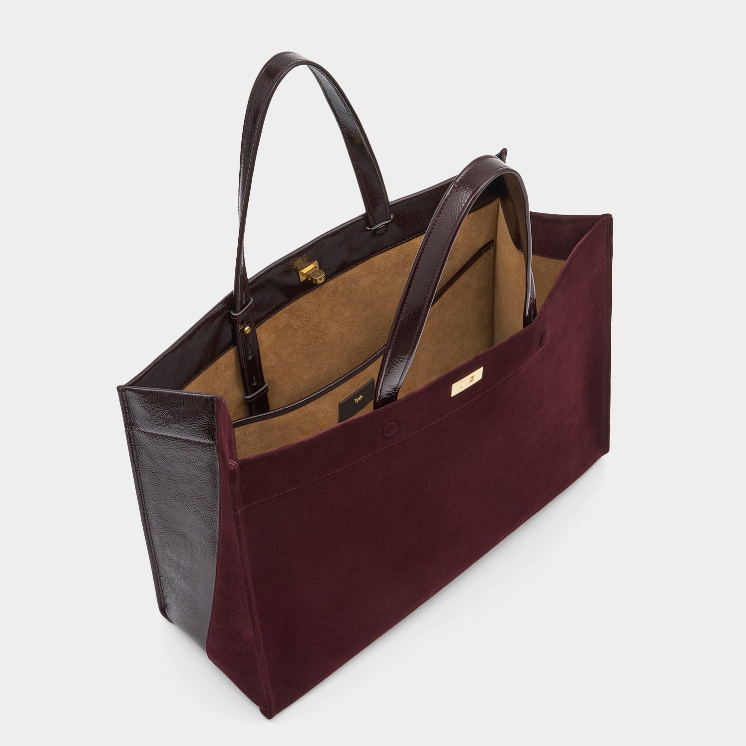 Mortimer Tote -

          
            Suede/Patent Leather in Grape -
          

          Anya Hindmarch UK
