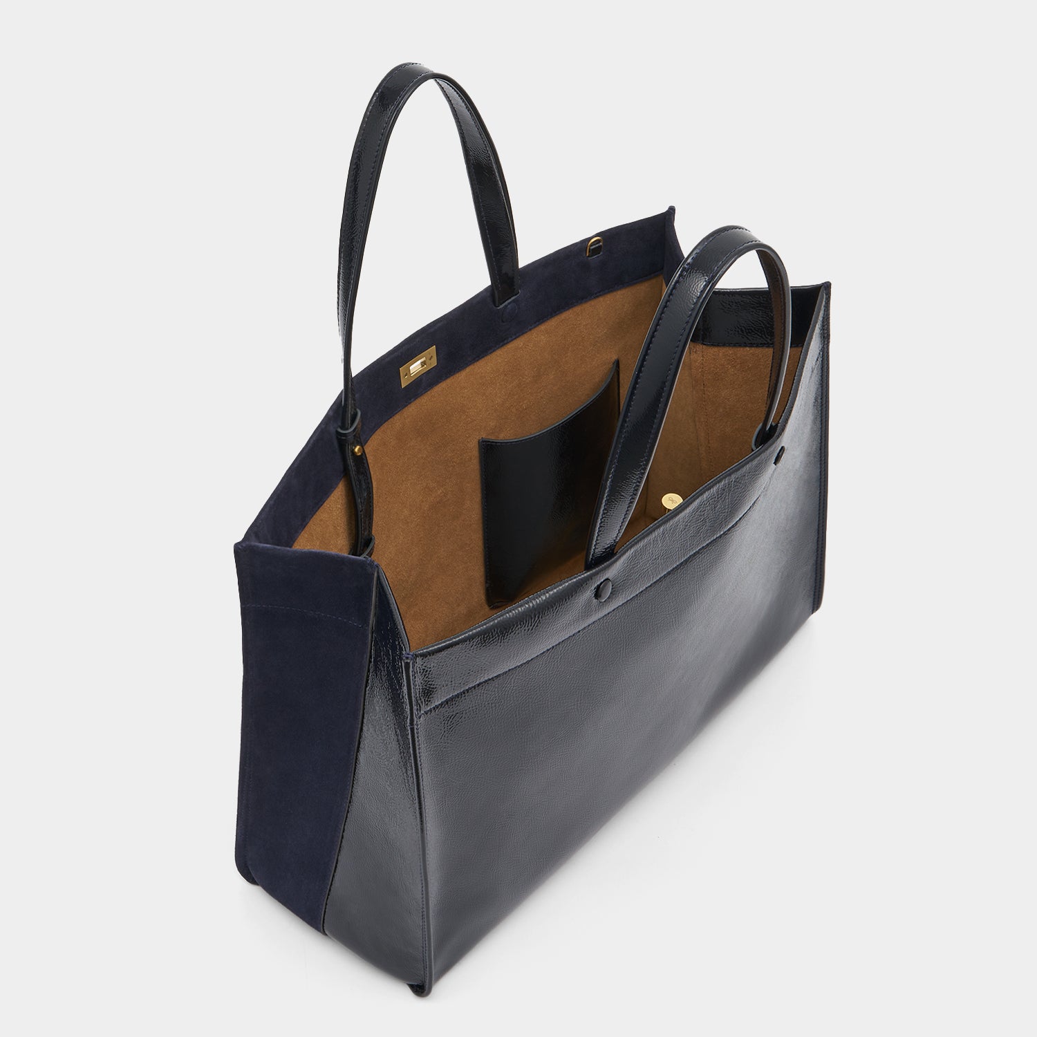 Mortimer Tote -

          
            Suede/Patent Leather in Marine -
          

          Anya Hindmarch UK
