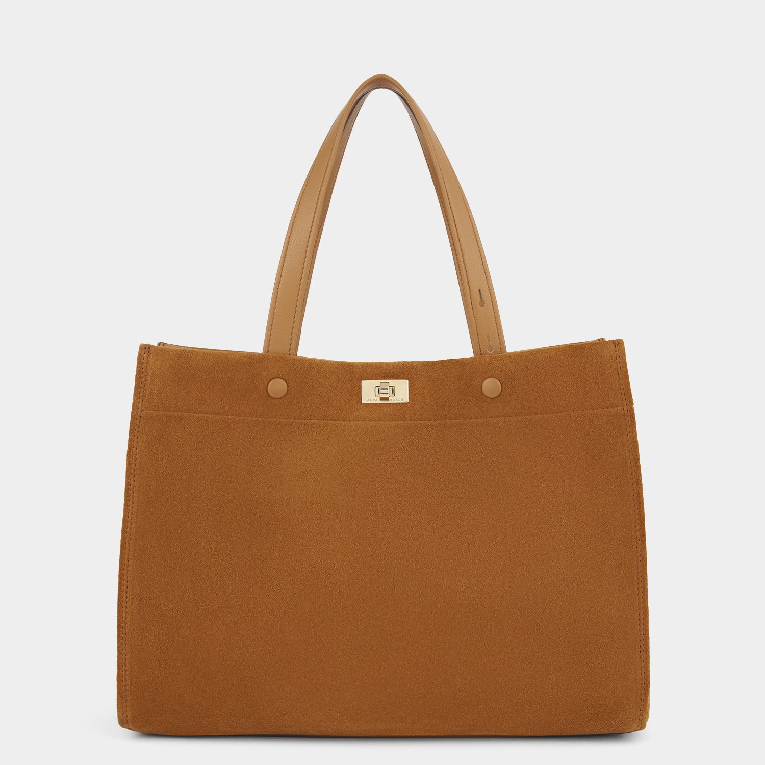 Mortimer Small Tote -

          
            Suede/Calf Leather in Manilla Beige -
          

          Anya Hindmarch UK
