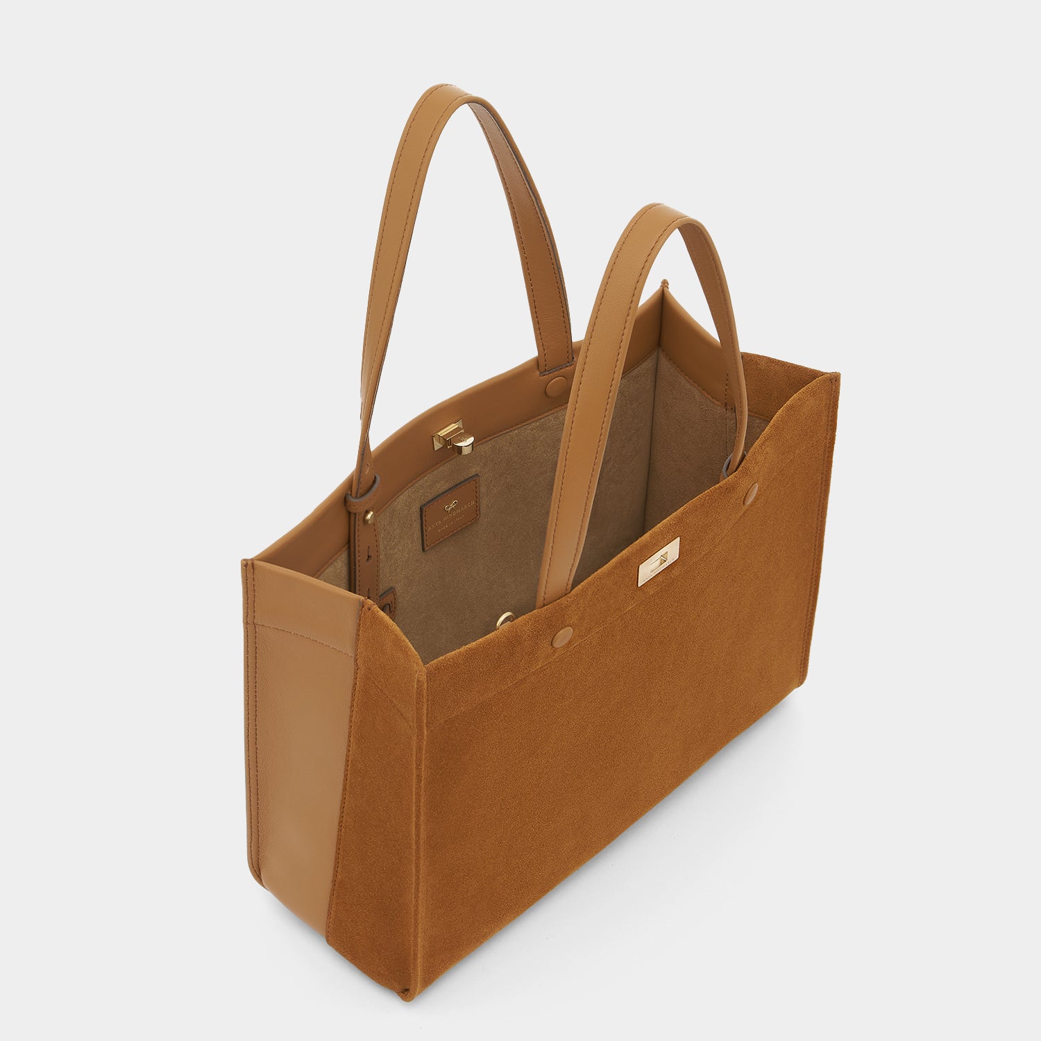 Mortimer Small Tote -

          
            Suede/Calf Leather in Manilla Beige -
          

          Anya Hindmarch UK
