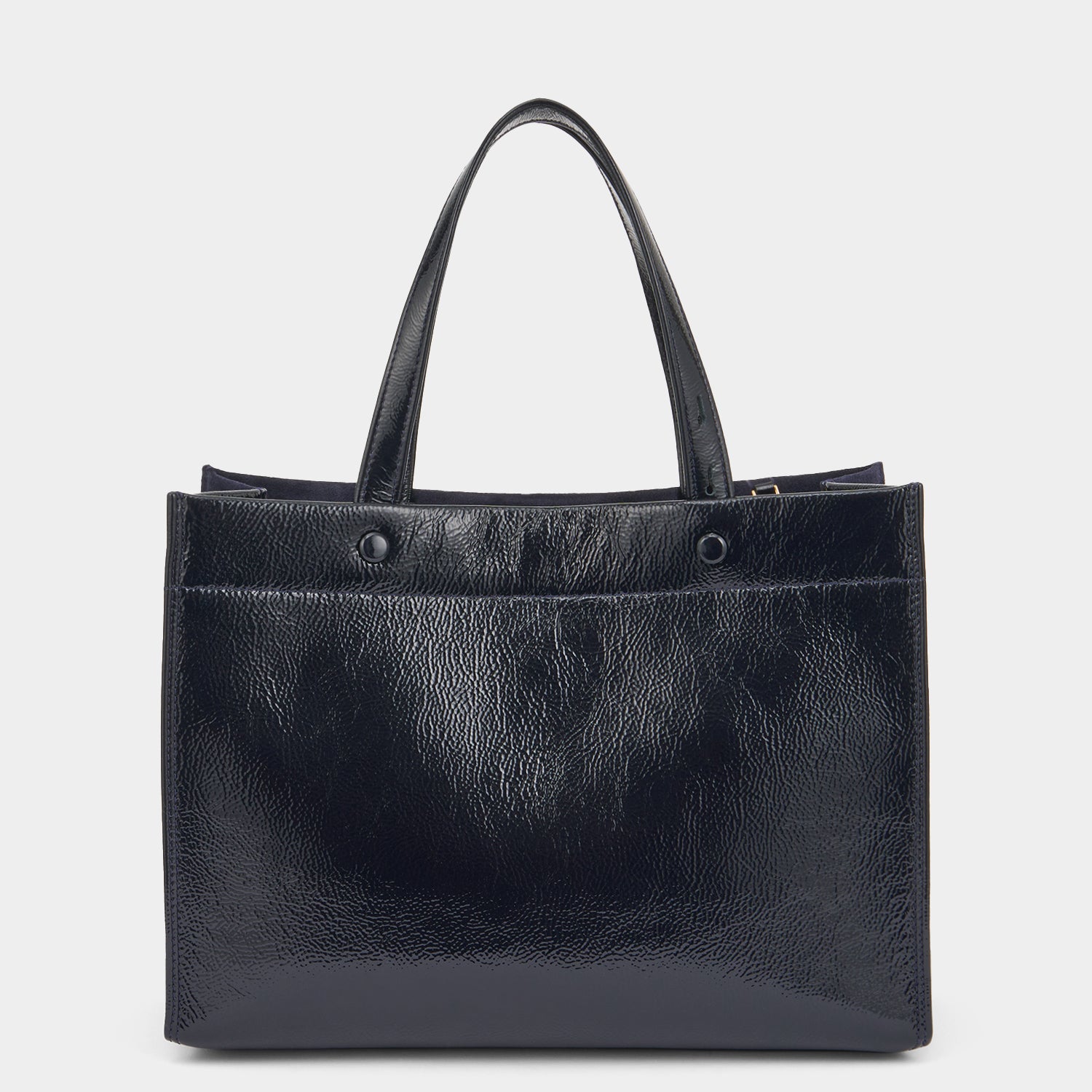 Mortimer Small Tote -

          
            Suede/Patent Leather in Marine -
          

          Anya Hindmarch UK
