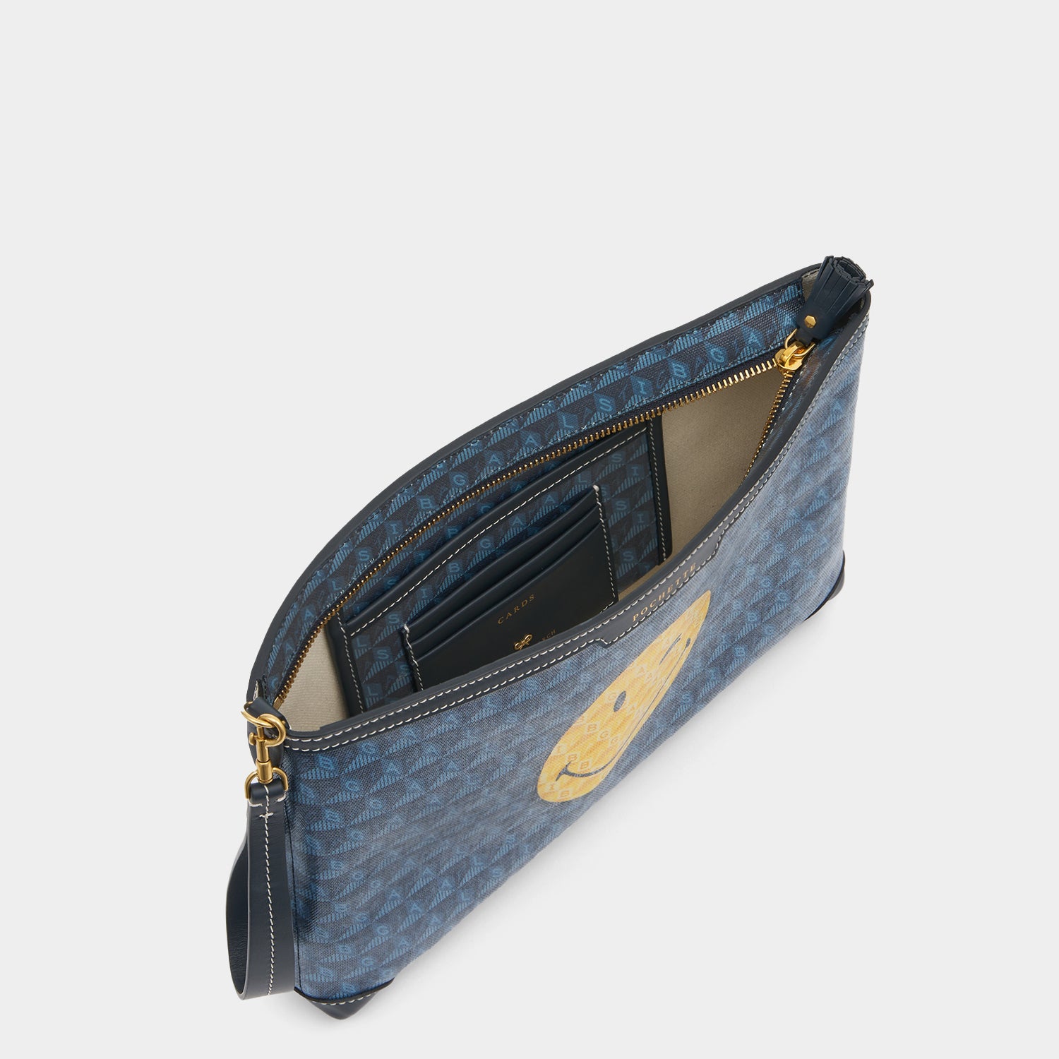 I am a Plastic Bag Wink Pochette -

          
            Recycled Canvas in Marine -
          

          Anya Hindmarch UK
