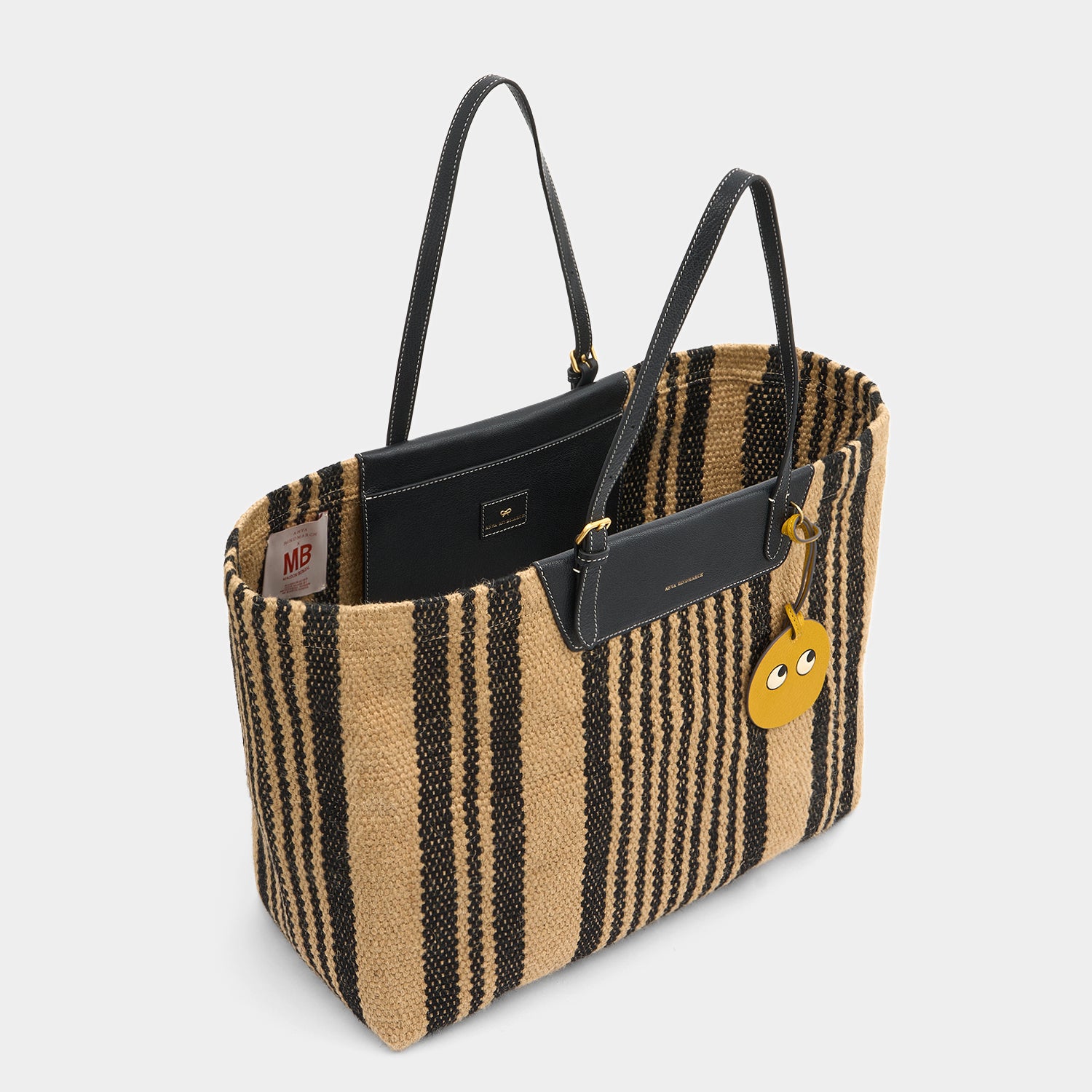 E/W Jute Tote -

          
            Jute/Goat Leather in Black/Natural -
          

          Anya Hindmarch UK
