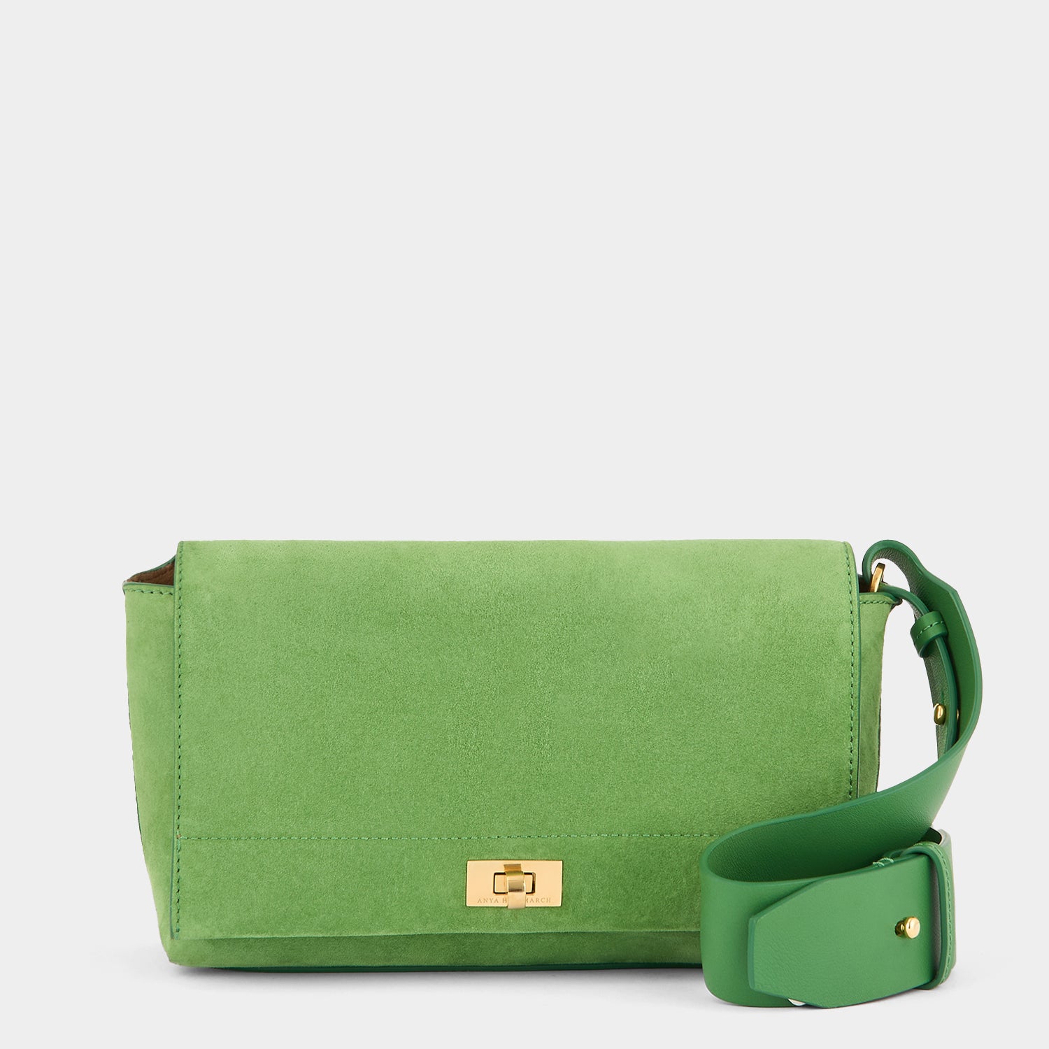 Mortimer Cross-body -

          
            Suede Leather in Pea Green -
          

          Anya Hindmarch UK
