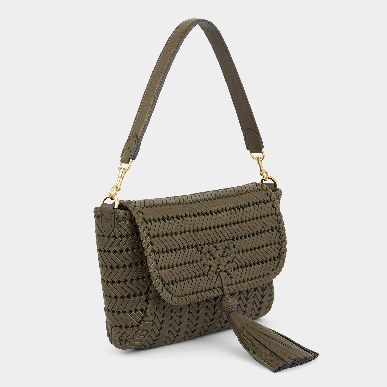 Neeson Tassel Shoulder Bag -

          
            Capra Leather in Khaki -
          

          Anya Hindmarch UK
