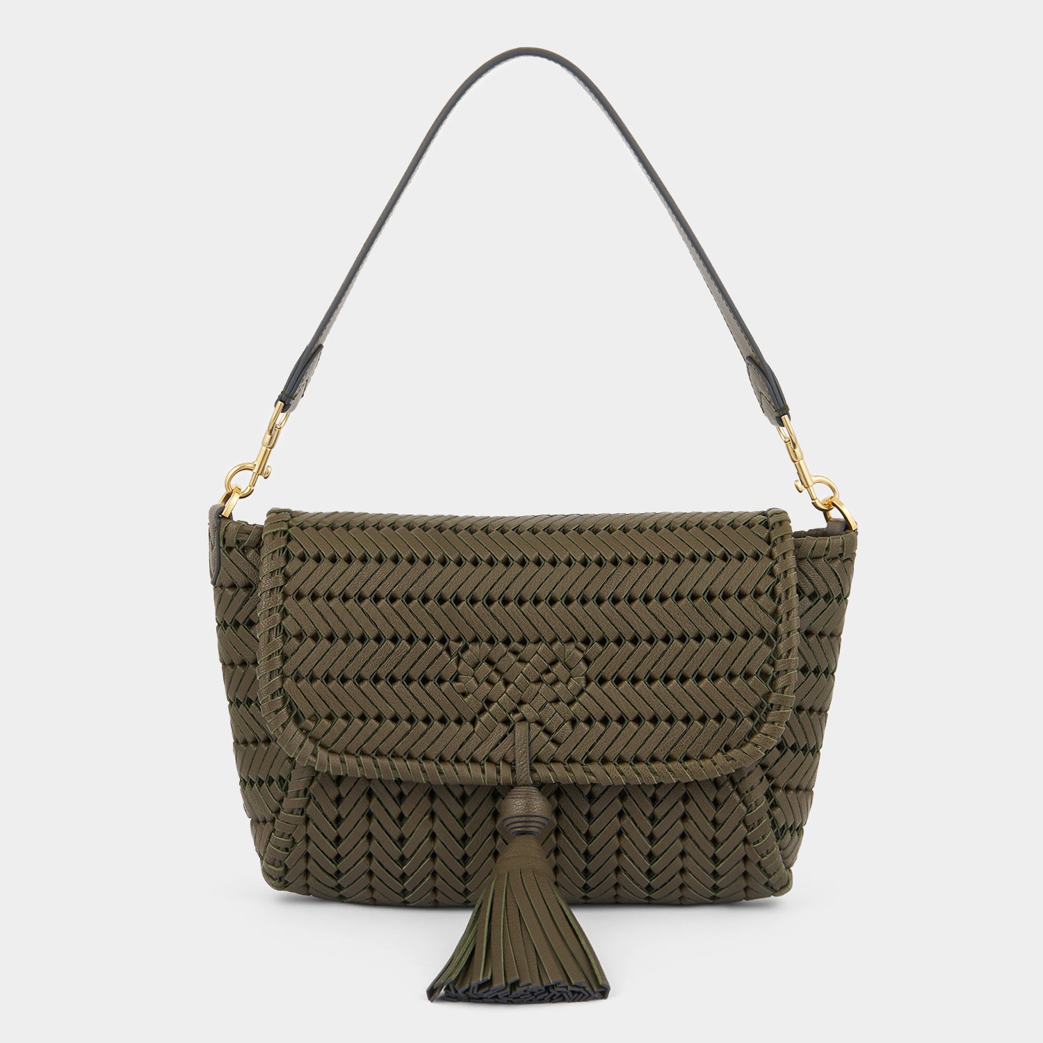 Neeson Tassel Shoulder Bag -

          
            Capra Leather in Khaki -
          

          Anya Hindmarch UK
