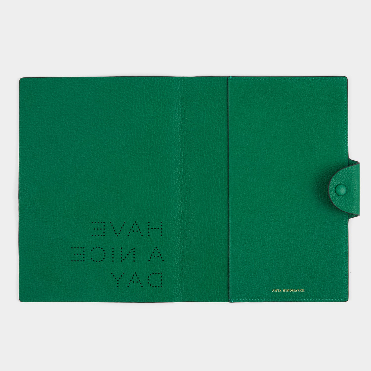 Have a Nice Day A5 Journal -

          
            Calf Leather in Emerald -
          

          Anya Hindmarch UK
