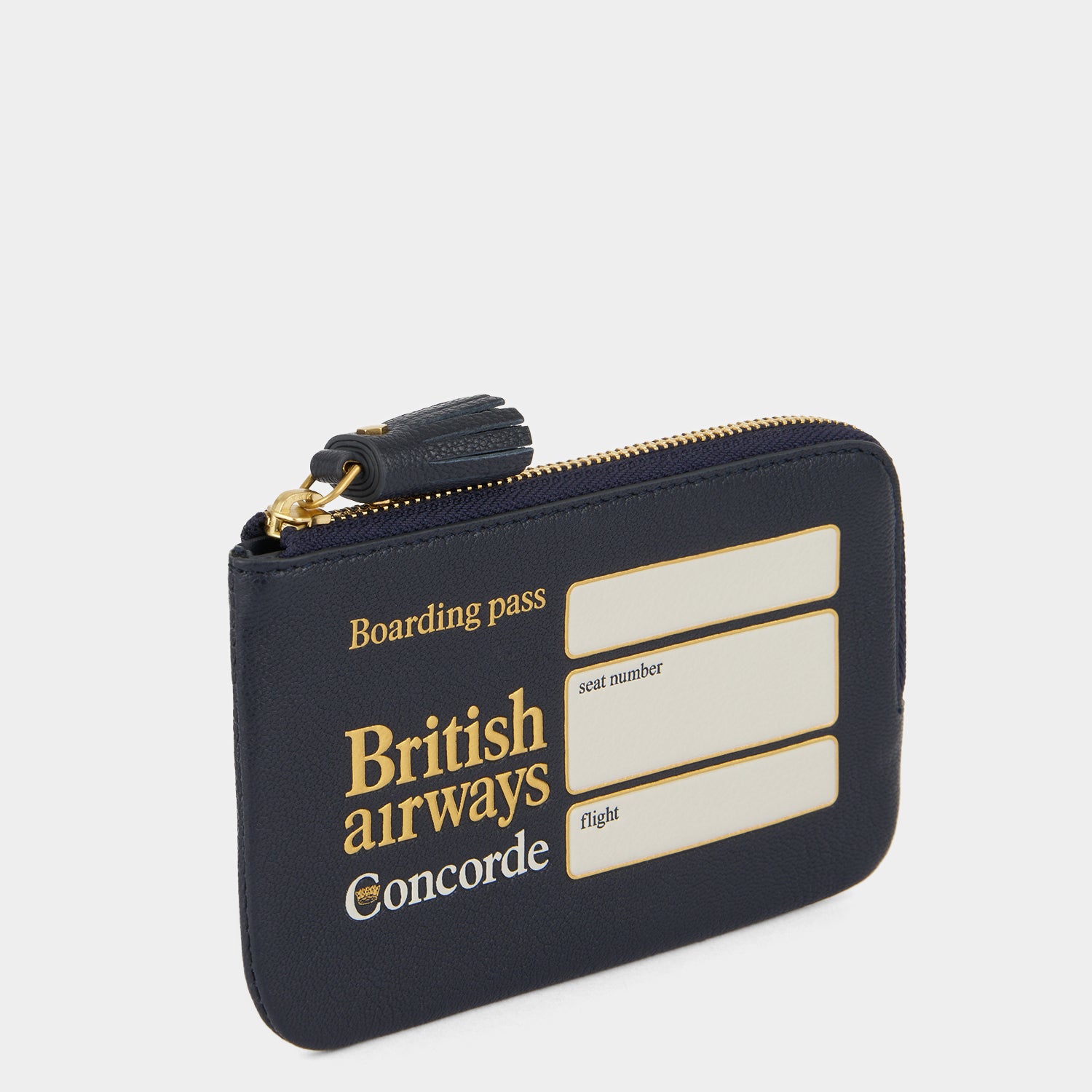 Anya Brands British Airways Concorde Zip Loose Pocket -

          
            Capra Leather in Marine Blue -
          

          Anya Hindmarch UK
