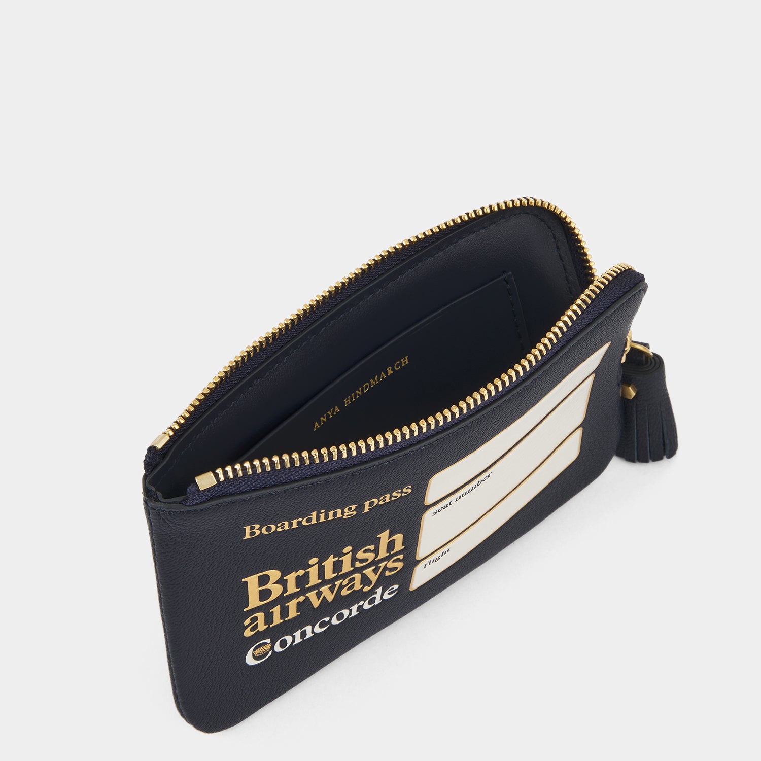 Anya Brands British Airways Concorde Zip Loose Pocket -

          
            Capra Leather in Marine Blue -
          

          Anya Hindmarch UK
