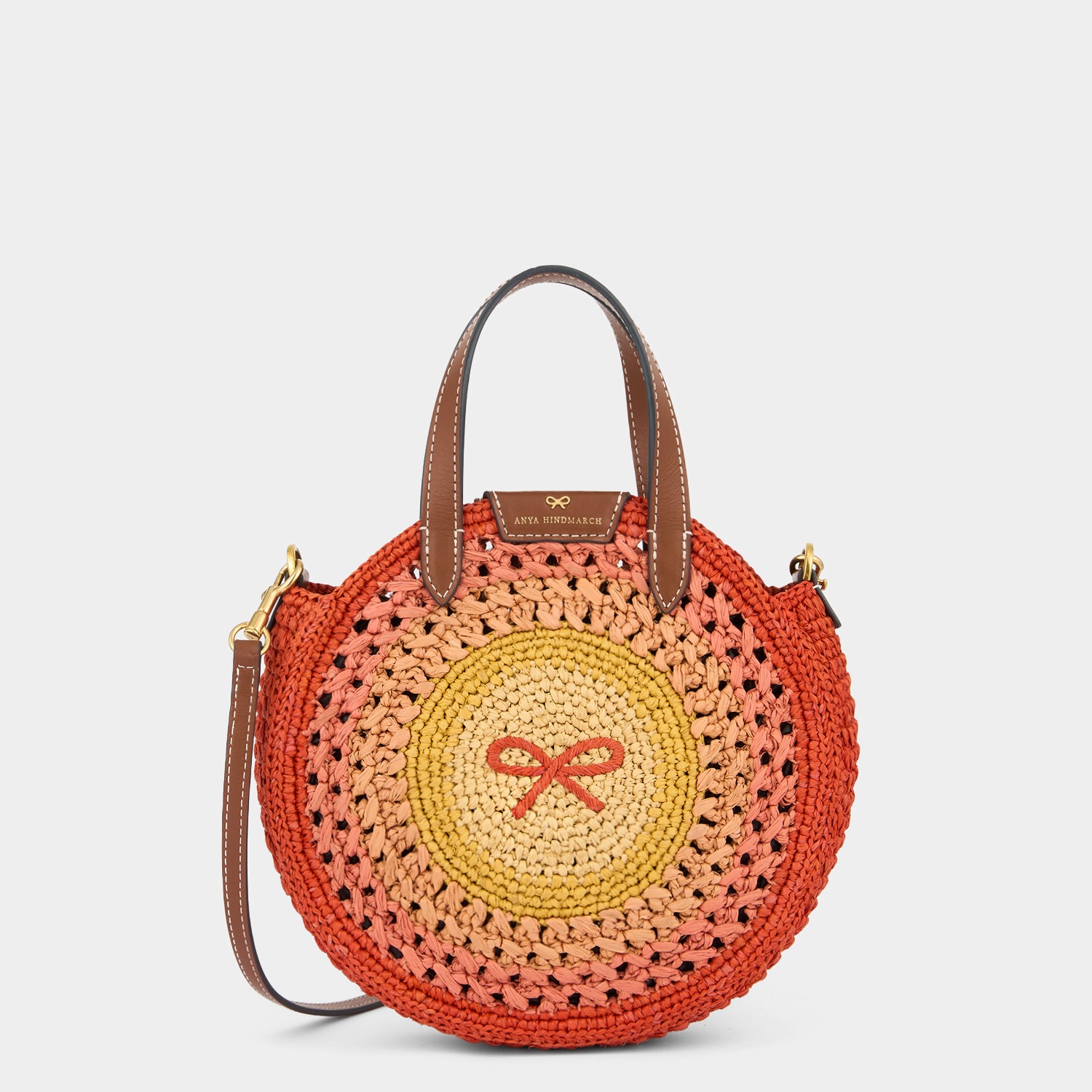 Raffia Small Round Bow Tote -

          
            Raffia in Orange/Multi -
          

          Anya Hindmarch UK
