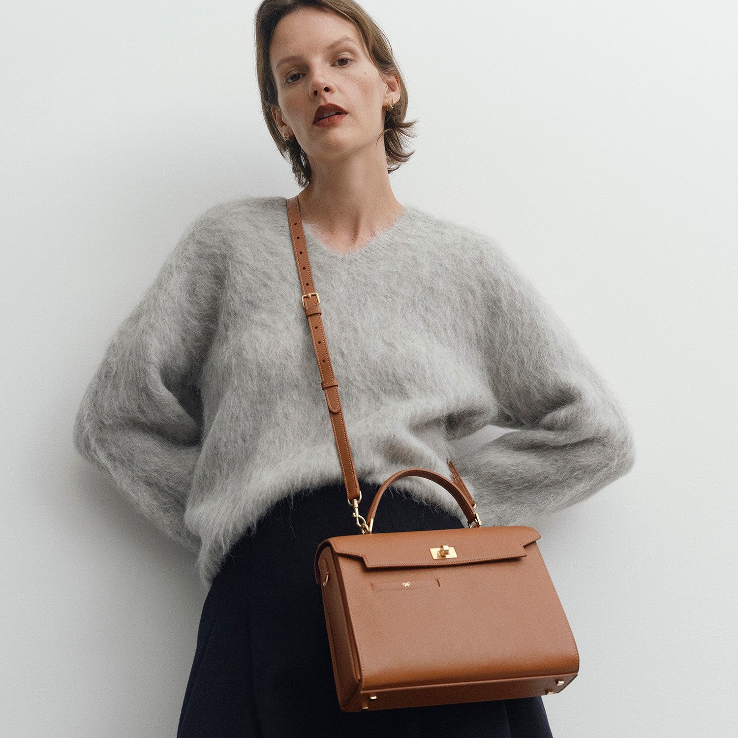 Mortimer Top Handle -

          
            Calf Leather in Pecan -
          

          Anya Hindmarch UK
