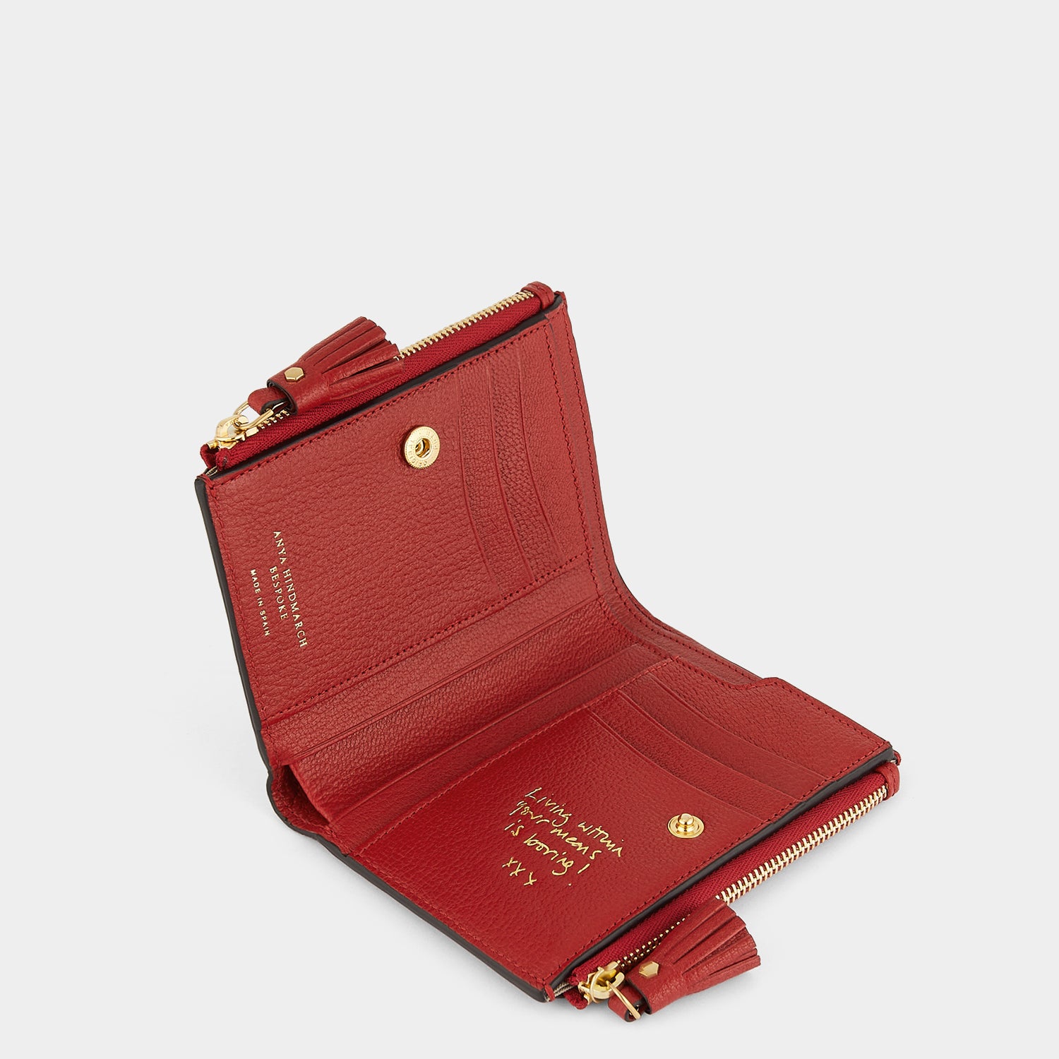 Small Double Zip Wallet -

          
            Capra Leather in Red -
          

          Anya Hindmarch UK
