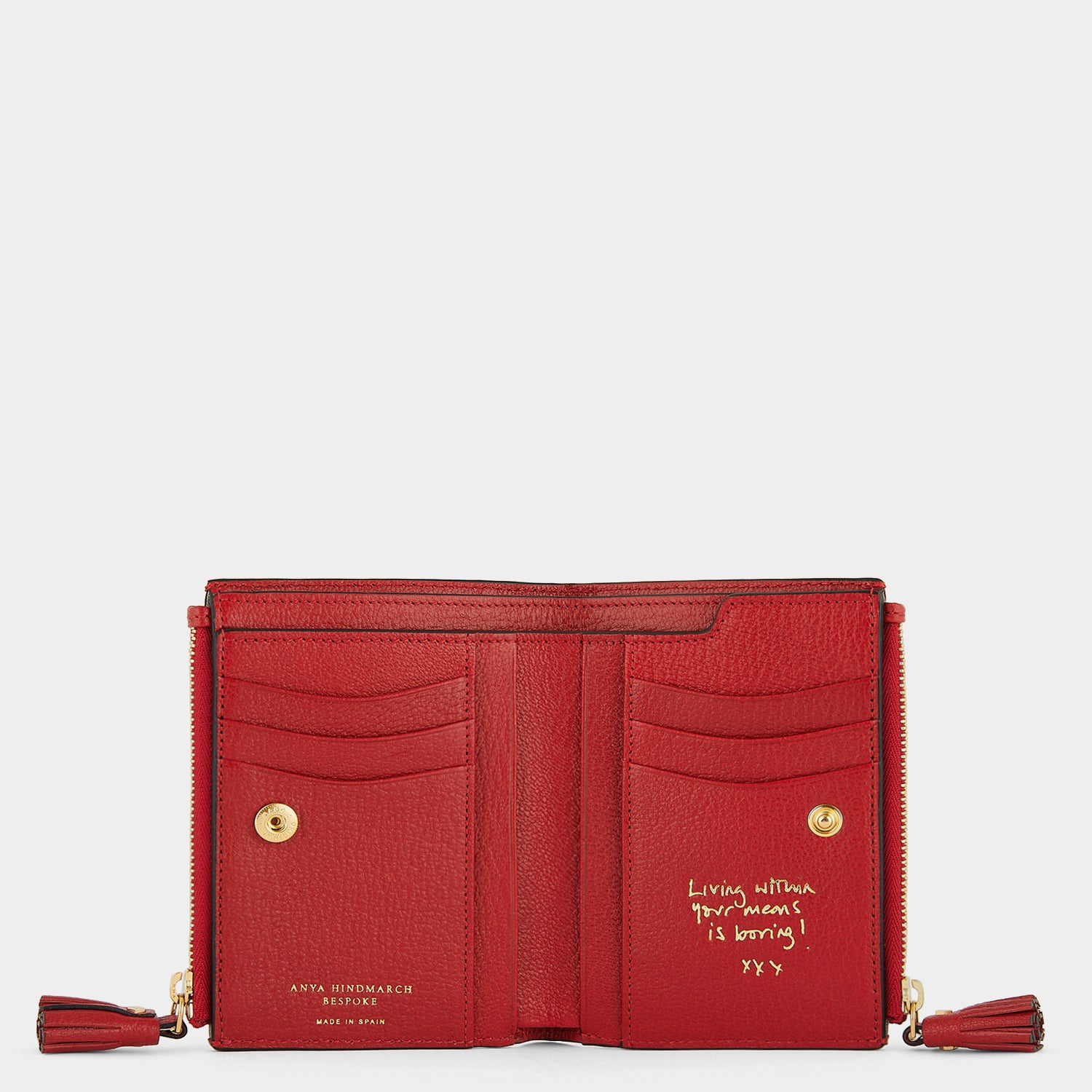 Small Double Zip Wallet -

          
            Capra Leather in Red -
          

          Anya Hindmarch UK
